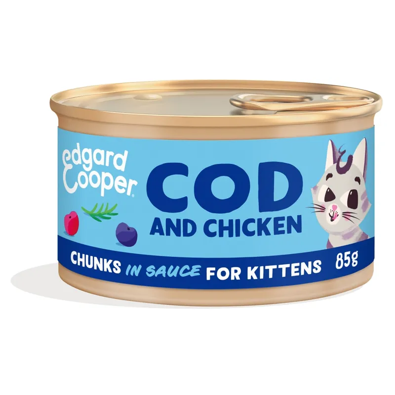 Alimento húmedo para gatitos - Trocitos en salsa de bacalao y pollo Edgard&Cooper Pago Seguro