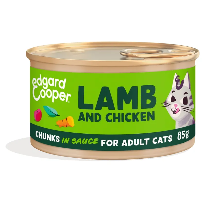Descuento Alimento húmedo para gatos adultos - Trocitos en salsa de cordero y pollo Edgard&Cooper