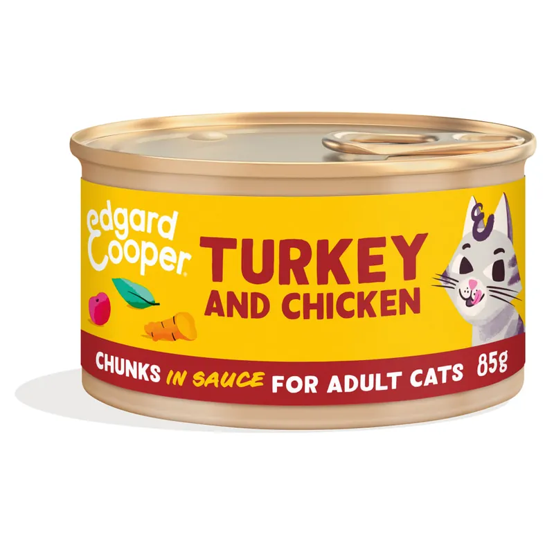 Alimento húmedo para gatos adultos - Trocitos en salsa de pavo y pollo Edgard&Cooper Novedad