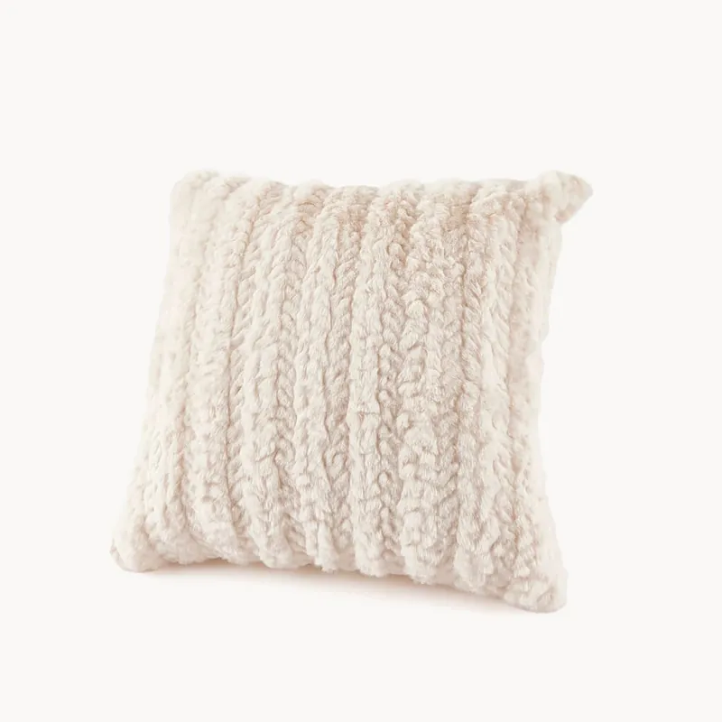 Cojín blanco Decorativo con Textura de Rayas Suaves A Buen Precio