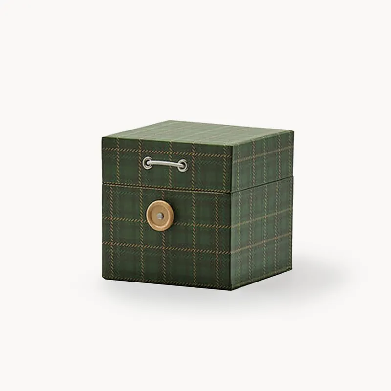 Caja Decorativa Cuadrada verde con Estampado de Cuadros Más Vendido