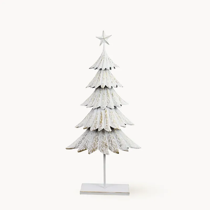 Abeto de Navidad con Base Crema Metal 13x46x98 cm Solo Hoy