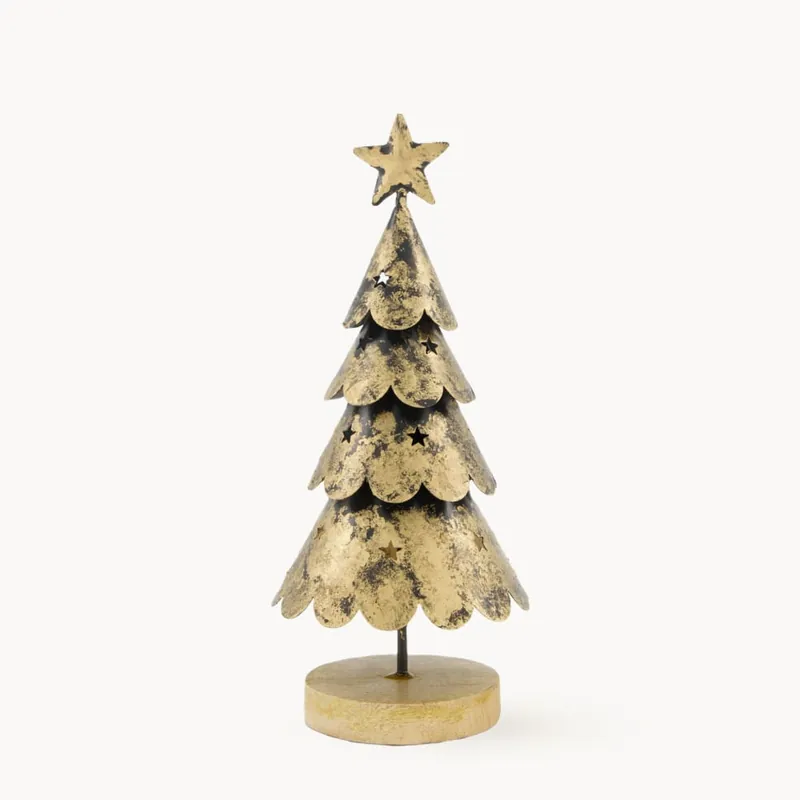 Profesional Abeto Decorativo Dorado Antiguo de Metal - 13 cm Diámetro