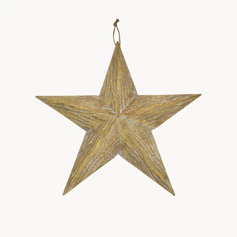 Artesanal Estrella de Metal Dorada para Colgar 78.5x75x9 cm