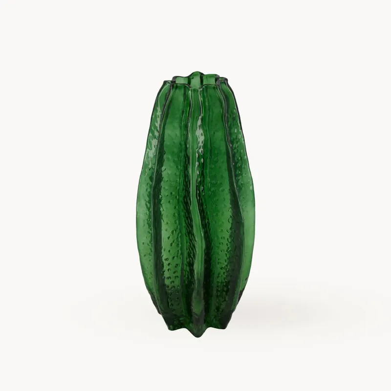 Envío Exprés Jarrón de Cristal Verde (Ø16.5cm, H35cm)