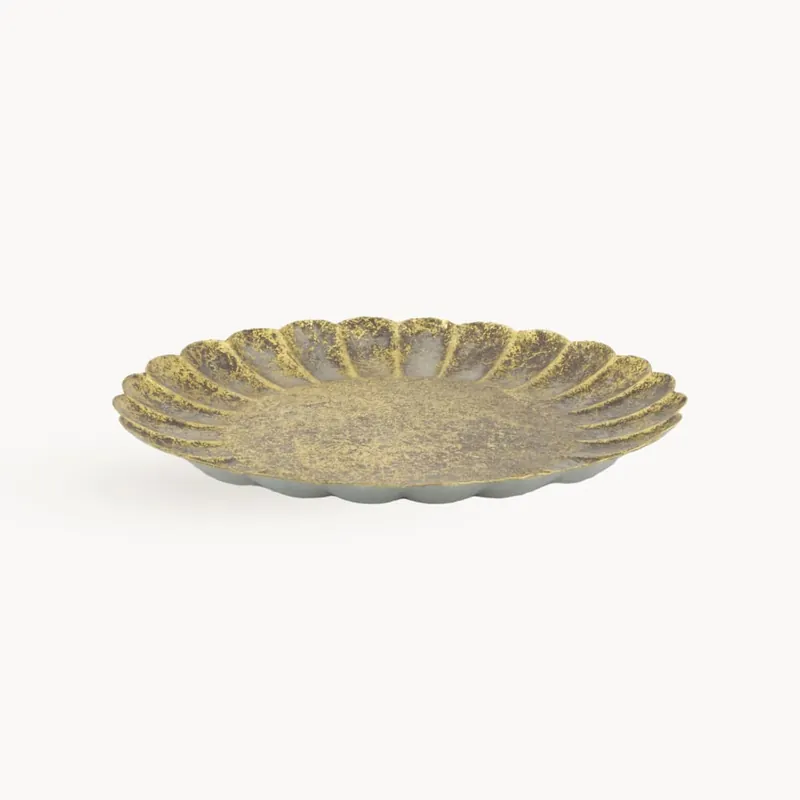 Venta Final Bandeja Decorativa Redonda de Metal Dorada (Ø 27.7 cm)