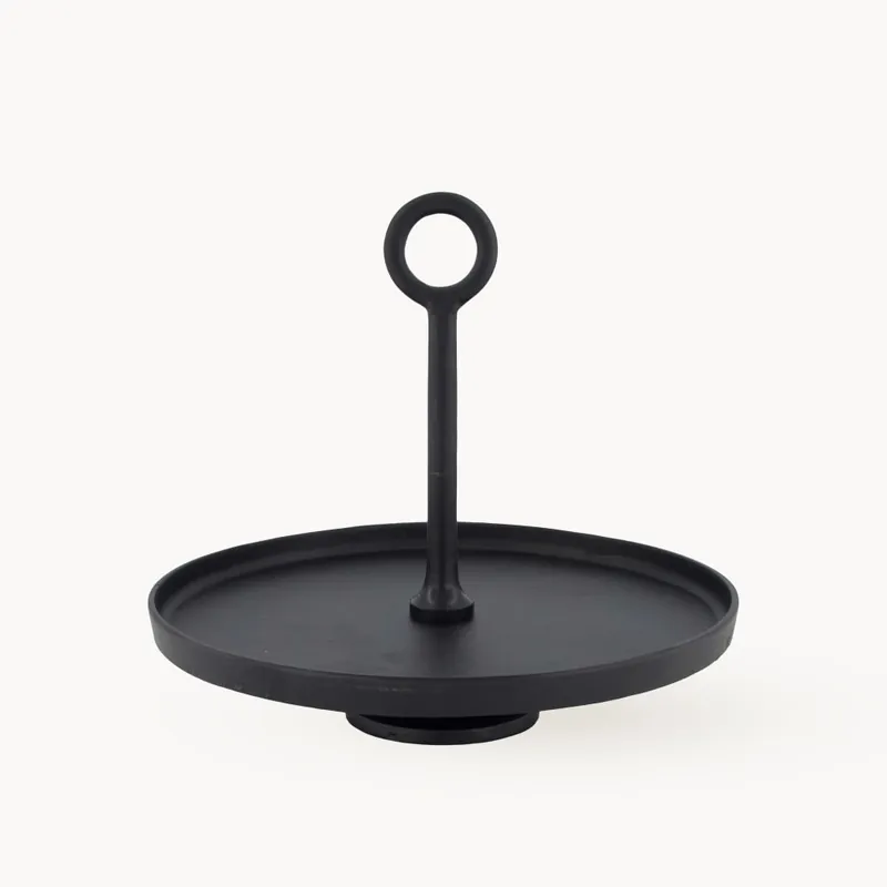 Precio Económico Soporte de dulces de 1 piso, negro, de aluminio, D30x27 cm