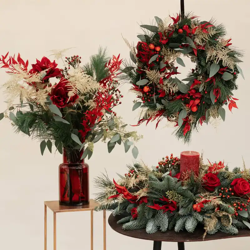 Nuevo Modelo Navidad Tradicional - Pack Corona + Centro + Ramo