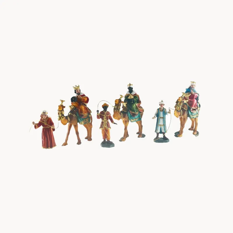 A Buen Precio Set Reyes Magos a camello 8 cm para Belén