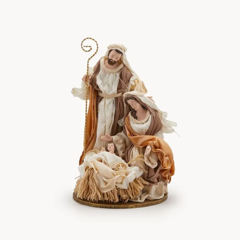 Nacimiento con ropa de tela champán 35 cm para Belén Última Versión