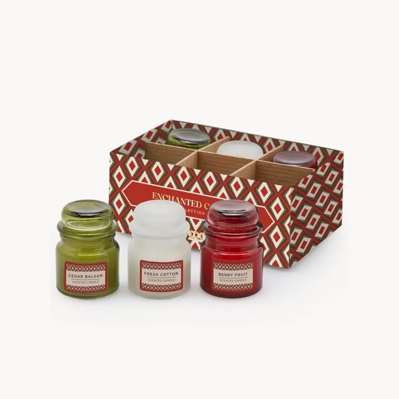 Set 3 velas en tarro rojo Ø6 cm (caja) Exclusivo