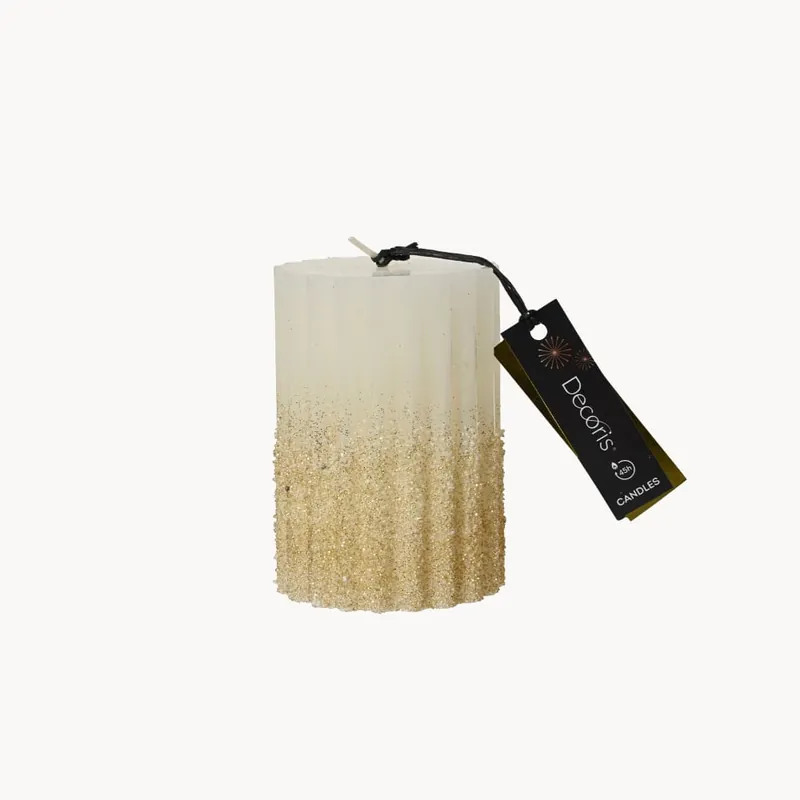 Moderno Vela beige purpurina 7×10 cm