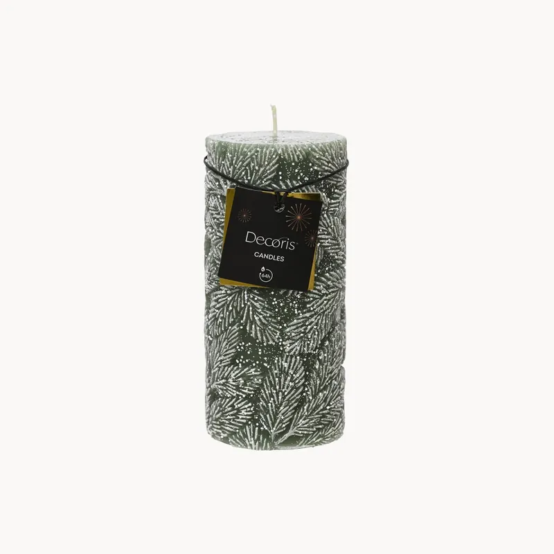 Vela verde relieve hoja nevada 7×15 cm Imprescindible (Must-Have)