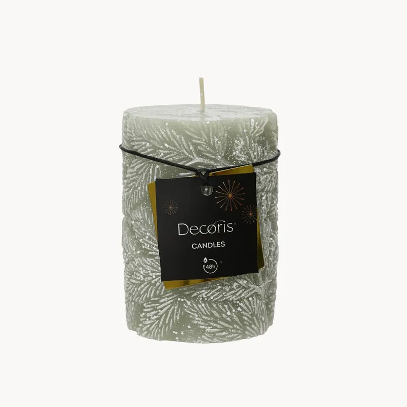 Favorito De Clientes Vela verde claro relieve hoja nevada 7×10 cm