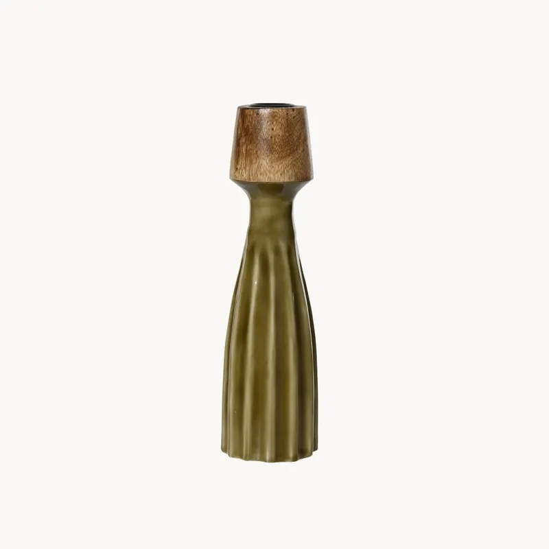 Candelabro madera verde esmaltada 30 cm Precio De Fábrica
