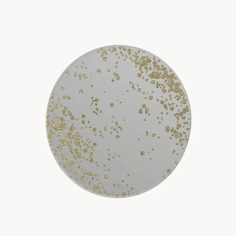 Gran Oferta Bandeja portavelas cristal purpurina plata Ø10 cm