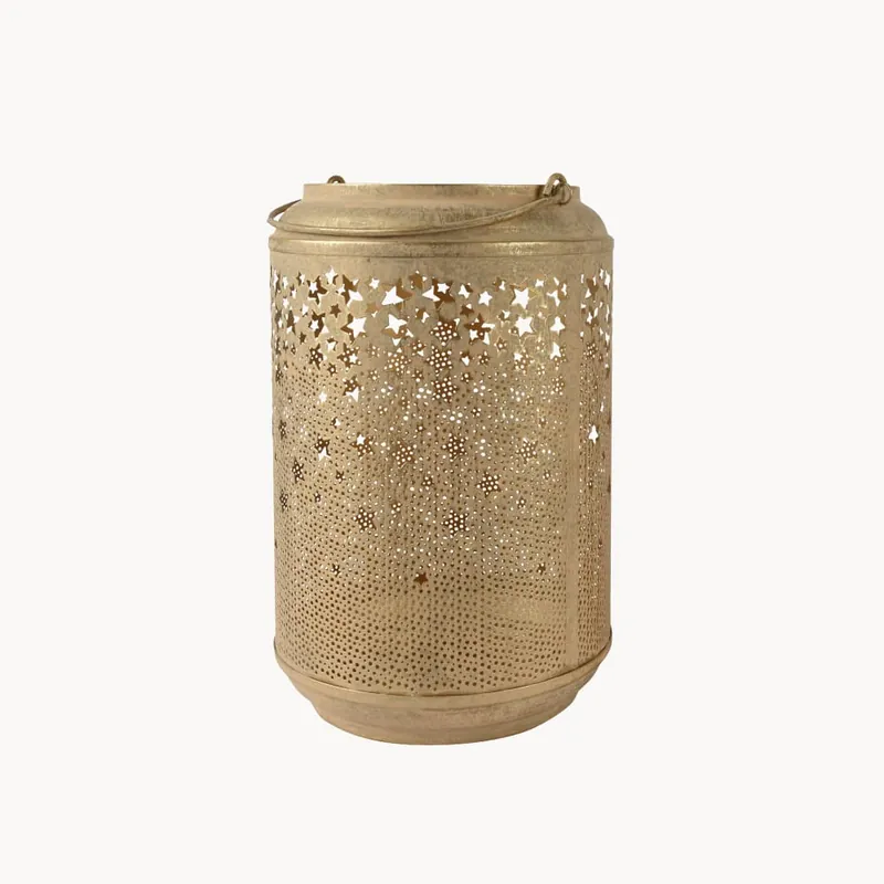 Farol estrellas dorado metal 31 cm set 2 uds Promoción Exclusiva