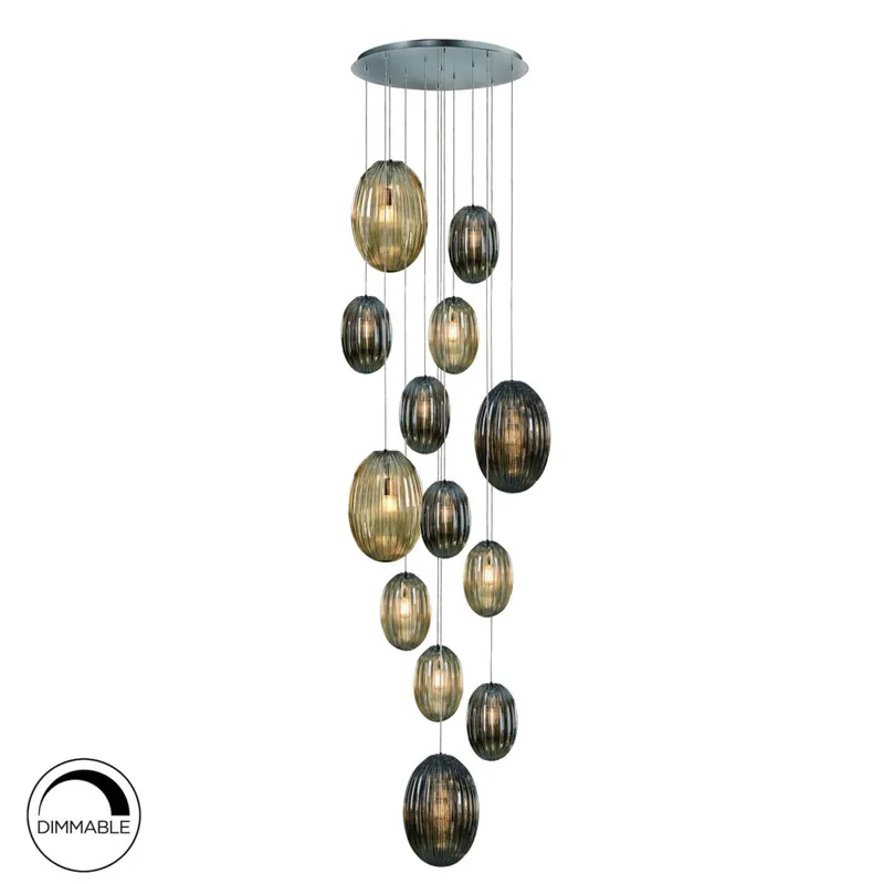 Premium SCHULLER OVILA Colgante smoke/coñac 13L dimable