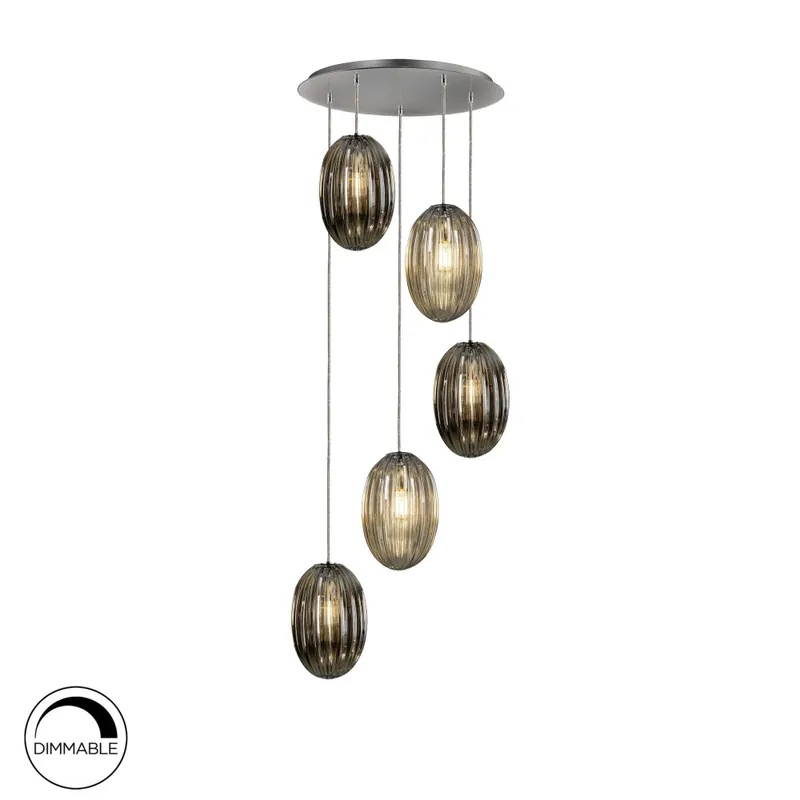 SCHULLER OVILA Colgante smoke/coñac 5L dimable Exclusivo