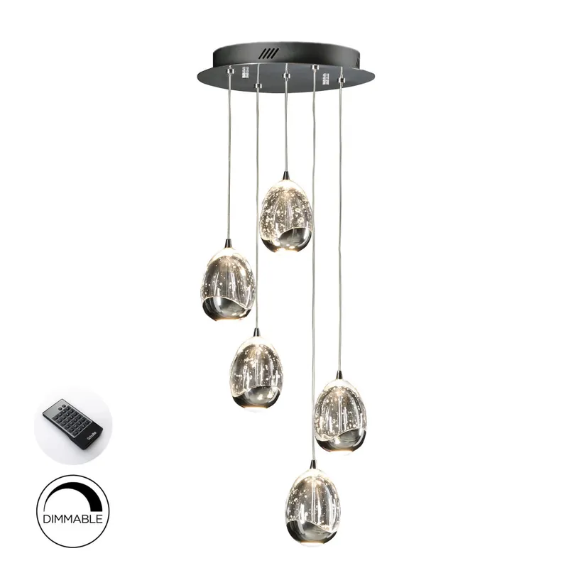 SCHULLER ROCÍO COLGANTE CROMO 5L dimable con mando Máxima Calidad