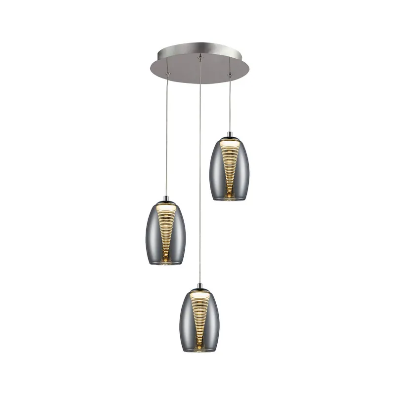 Última Versión SCHULLER NEBULA LED Lámpara colgante cromo 3L