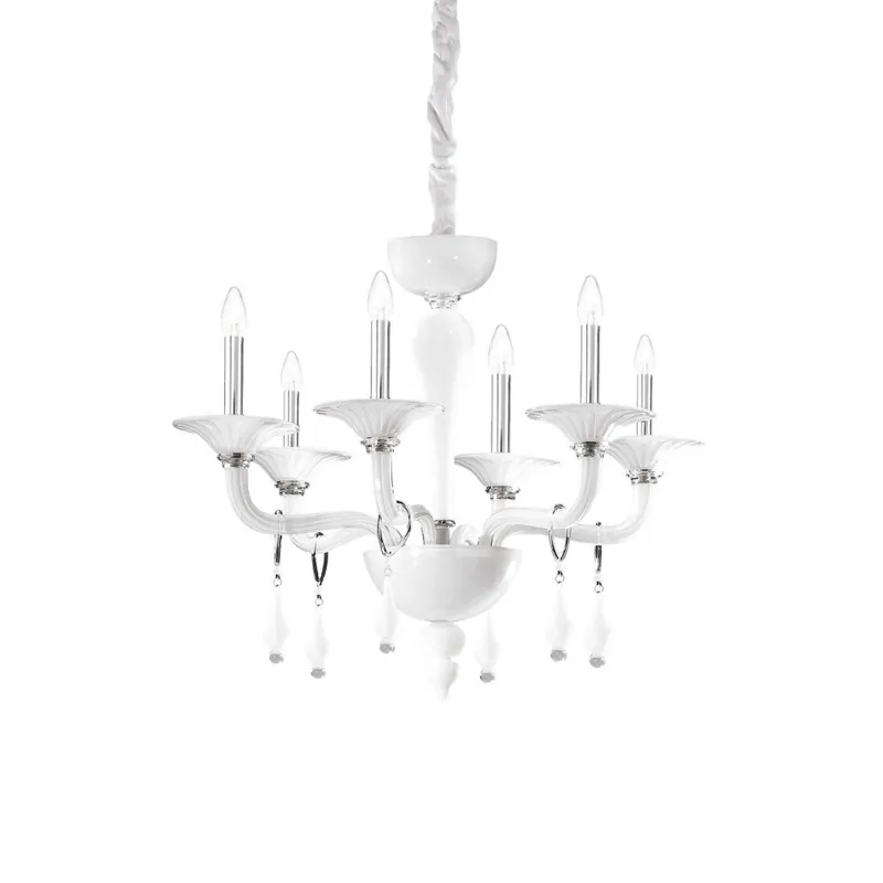 Alta Calidad IDEAL LUX MIRAMARE SP6 Colgante blanco