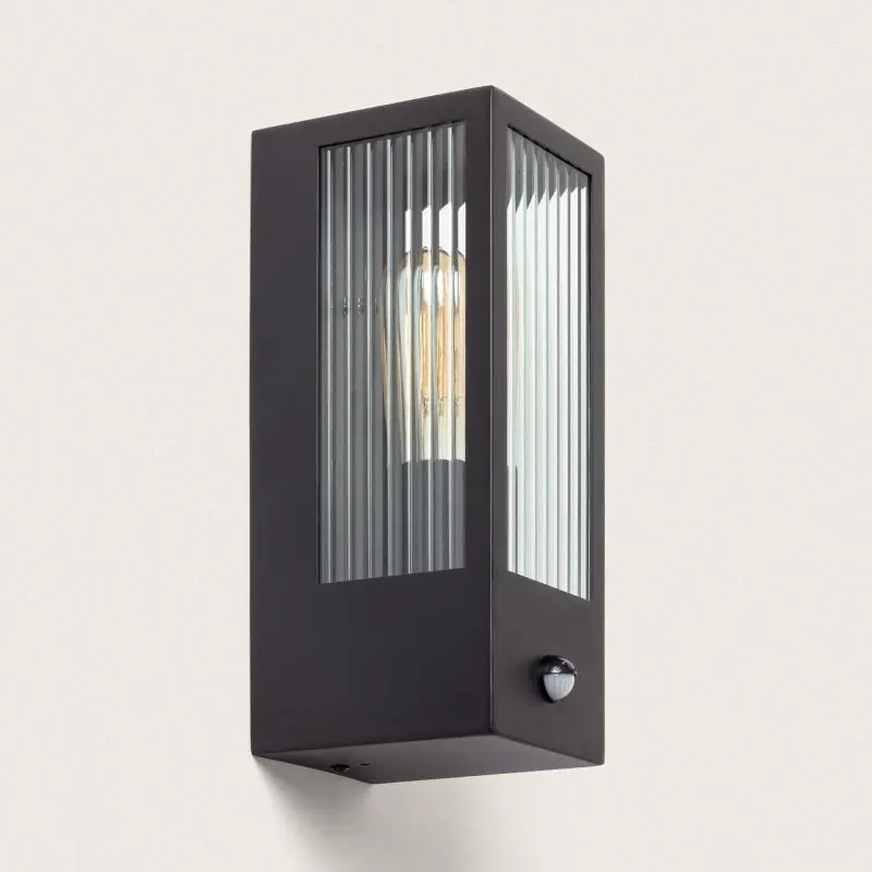Aplique de Pared Exterior Acero Inoxidable y Cristal Texturizado con Detector de Movimiento Gakom Envío Exprés