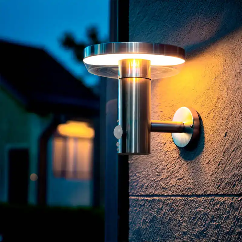 Aplique de Pared Exterior Solar LED 5W Acero Inoxidable con Sensor de Movimiento Barton Popular