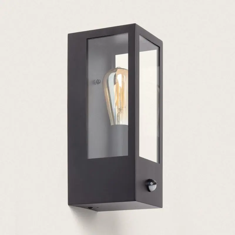 Aplique de Pared Exterior Acero Inoxidable y Cristal con Detector de Movimiento Gakom Nuevo Modelo