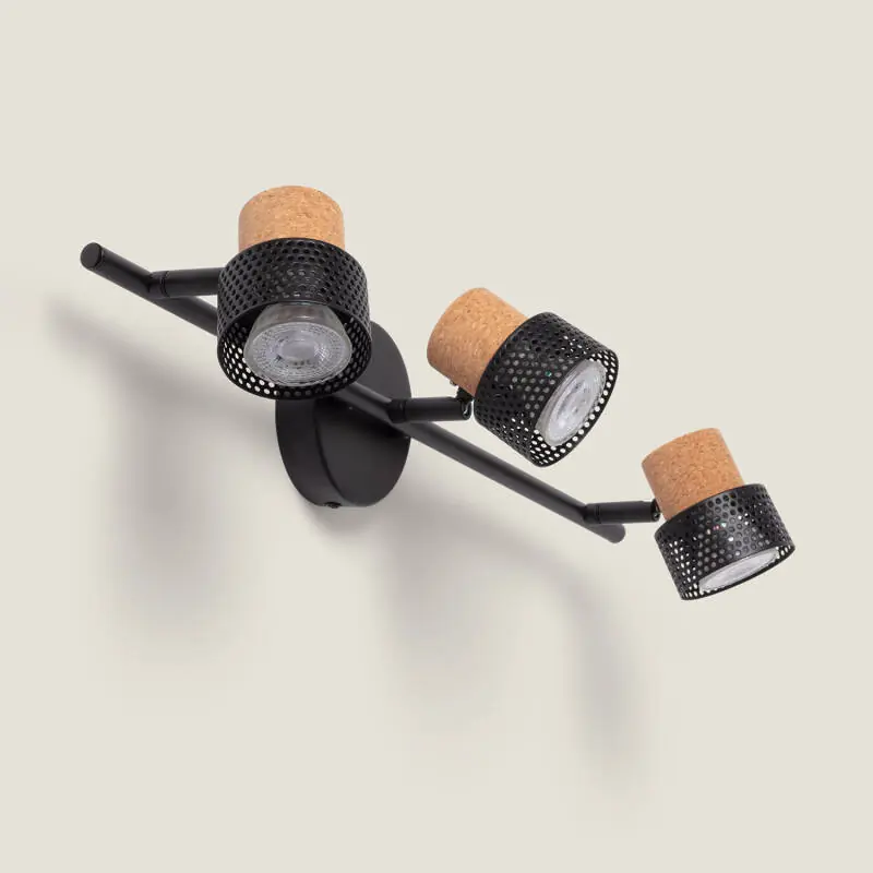 Última Oportunidad Lámpara de Pared Metal y Corcho Tres Focos Liksy