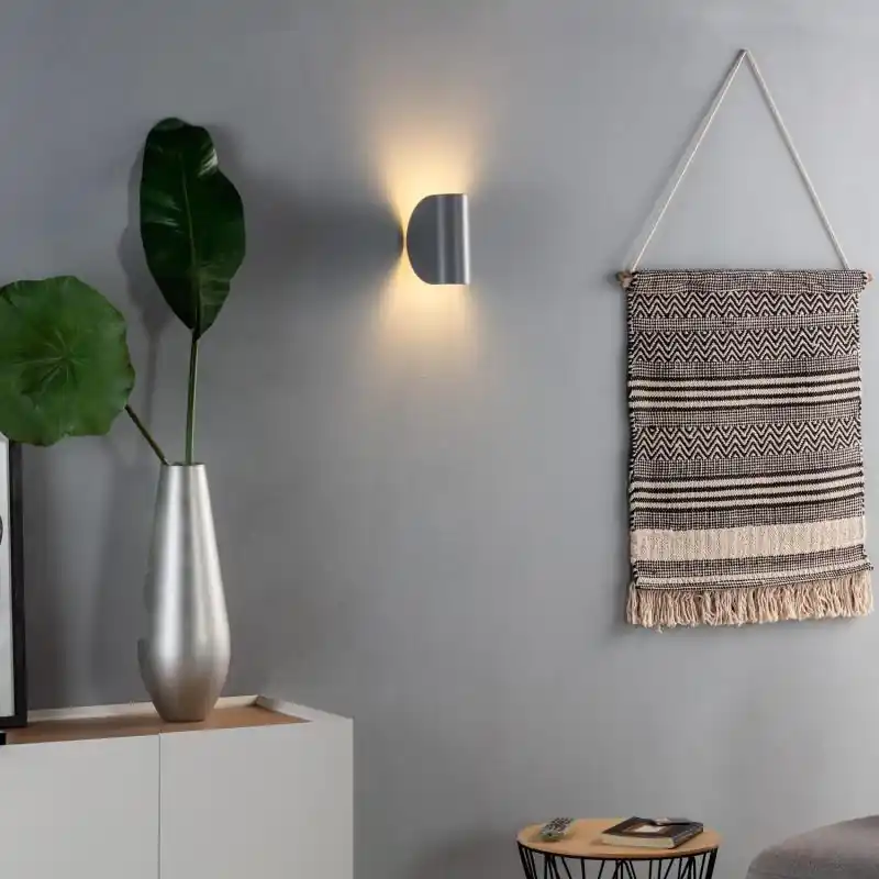 Aplique de Pared LED 6w de Aluminio Iluminación Doble Cara Gaia Gris Moderno