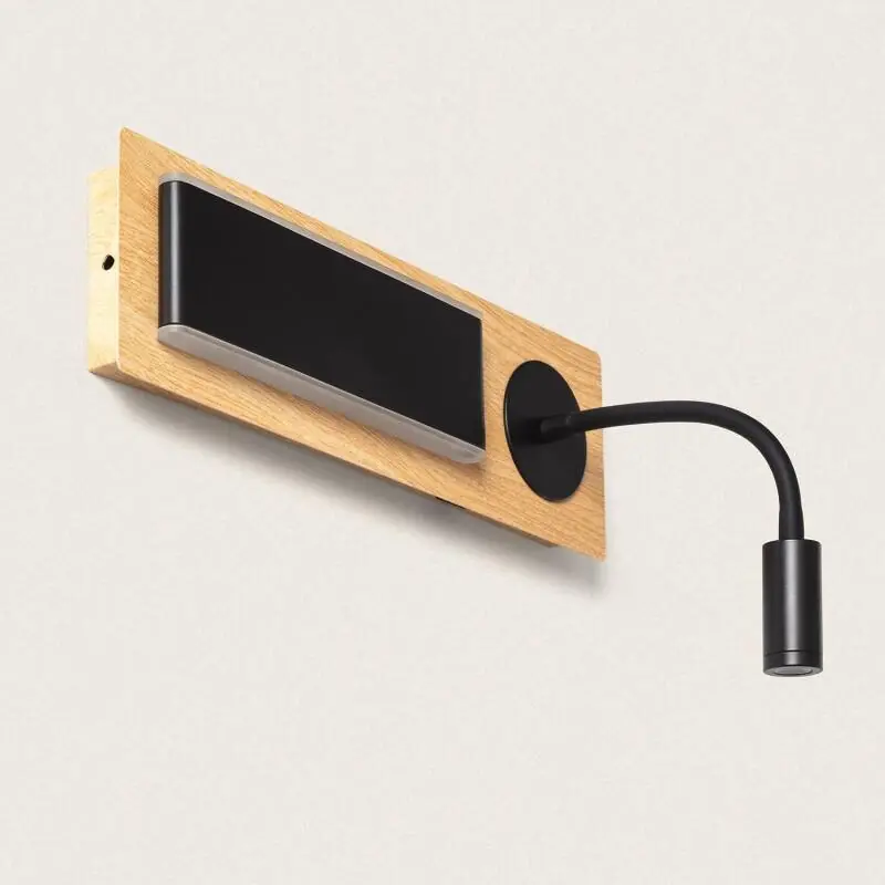 Aplique de Pared LED con Luz de Lectura Metal y Madera Adalia Envío Exprés
