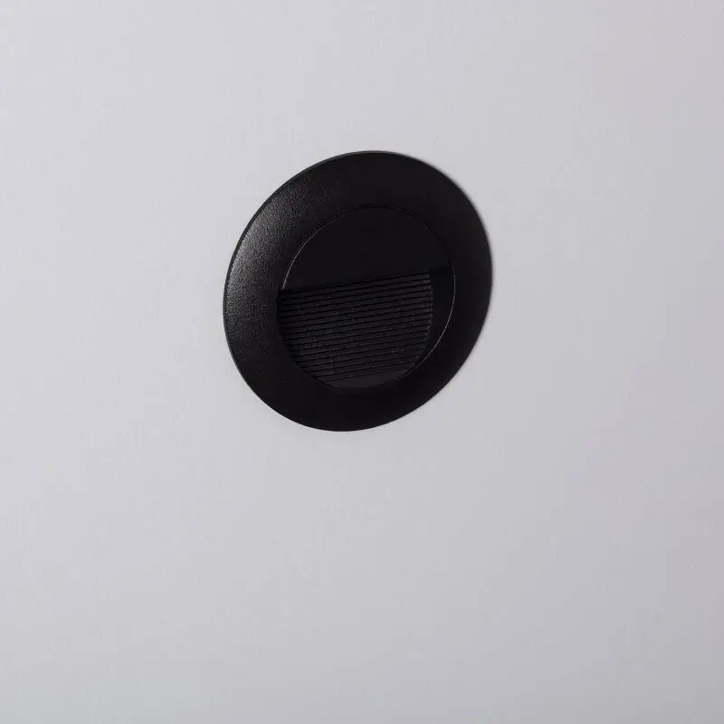 Baliza Exterior LED 3W Empotrable Pared Circular Negro Olite Envío Inmediato