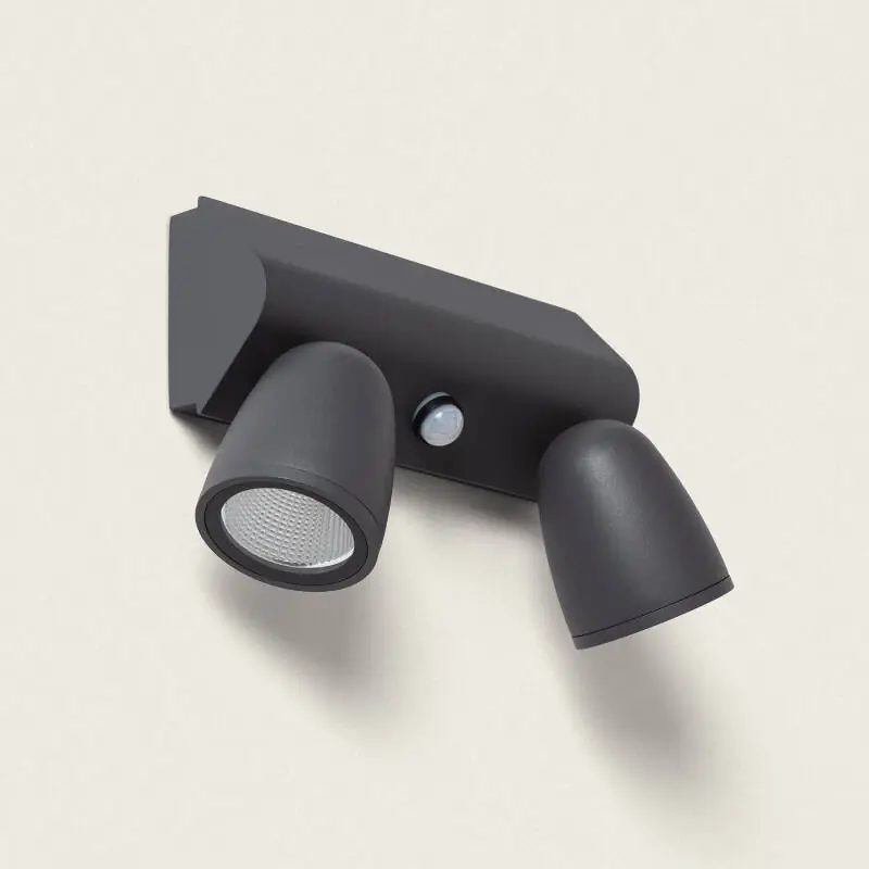 Aplique de Pared Exterior LED 12W Aluminio Con Detector de Movimiento PIR Abel Large Dos Focos Imprescindible (Must-Have)