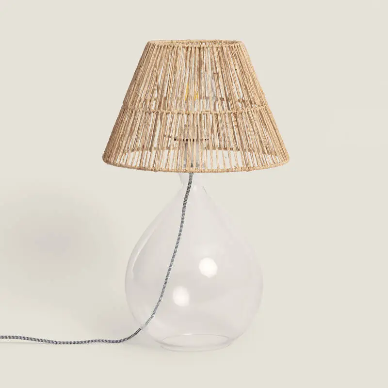 Última Versión Lámpara de Mesa Yute y Cristal Aurora