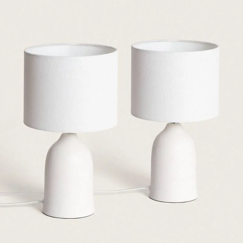 Stock Limitado Pack de 2 Lámparas de Mesa Cerámica y Tela Barva
