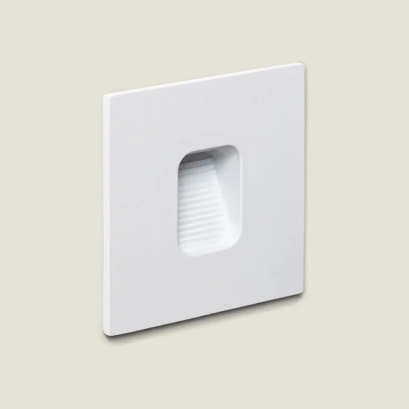 Baliza Exterior LED 2W Empotrable Pared Cuadrado Blanco Olite Última Versión