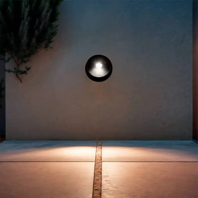 Última Versión Baliza Exterior LED 3W Empotrable Pared Circular Gris Coney