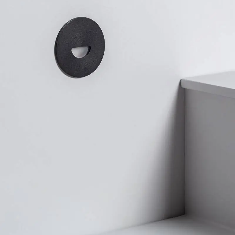 Baliza Exterior LED 2W Empotrable Pared Circular Negro Guell Favorito De Clientes