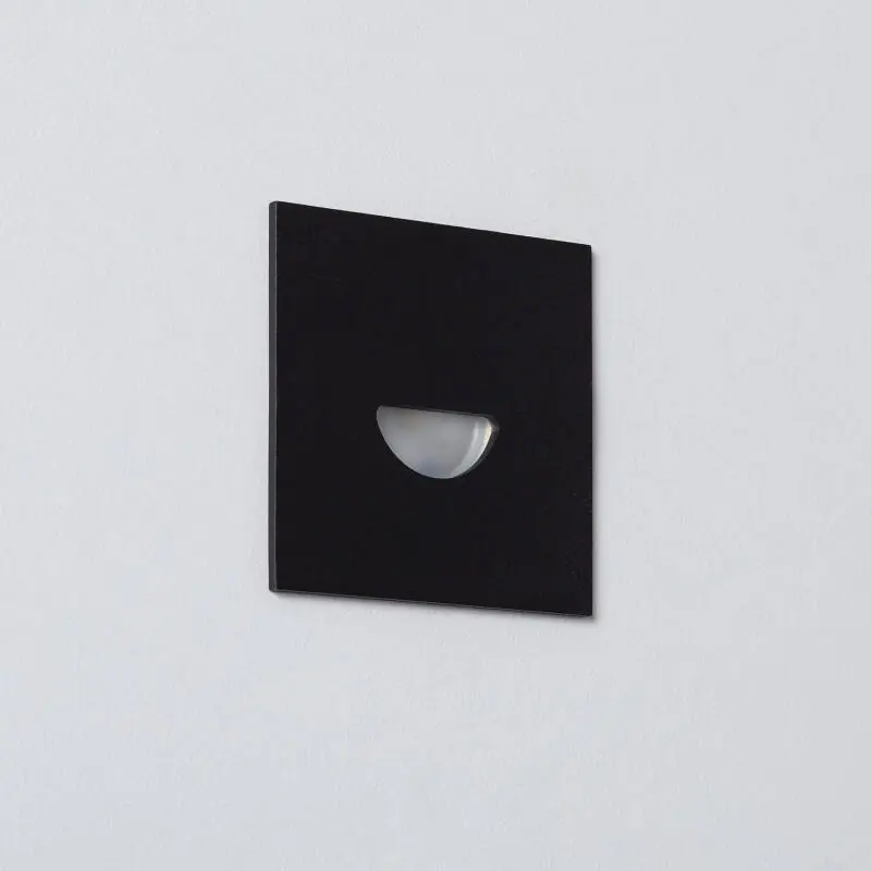 Baliza Exterior LED 2W Empotrable Pared Cuadrado Negro Guell Envío Inmediato
