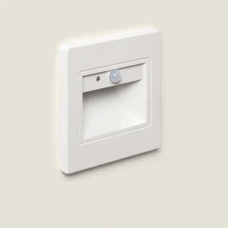 Baliza de Pared LED 1.5 W Empotrable con Sensor PIR y Crepuscular Bark Blanco Auténtico