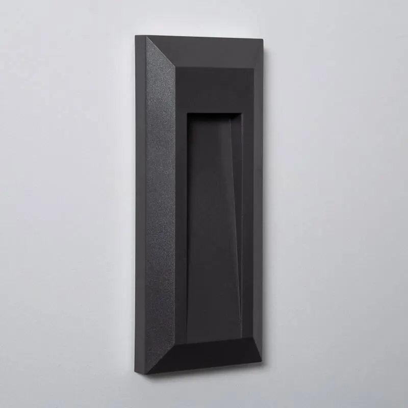 Baliza Exterior LED Superficie Pared Rectangular Negro Edulis Popular