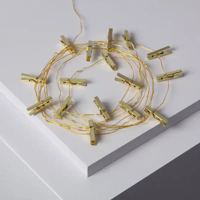 Auténtico Guirnalda Alambre LED con Pinzas Doradas 3.5m