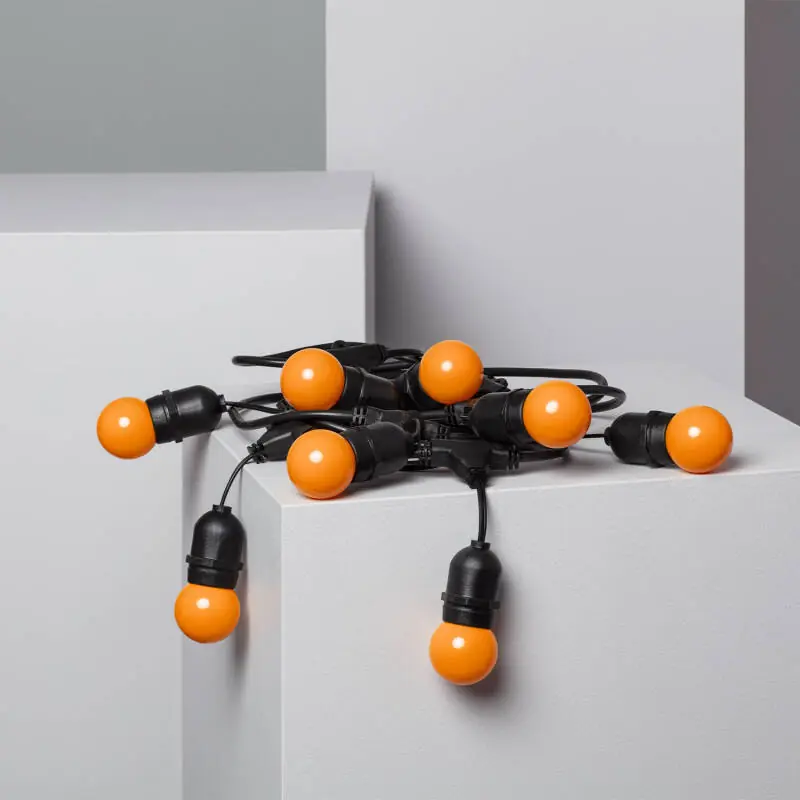 Auténtico Guirnalda Exterior con Bombillas LED E27 5.5m IP65 Negro