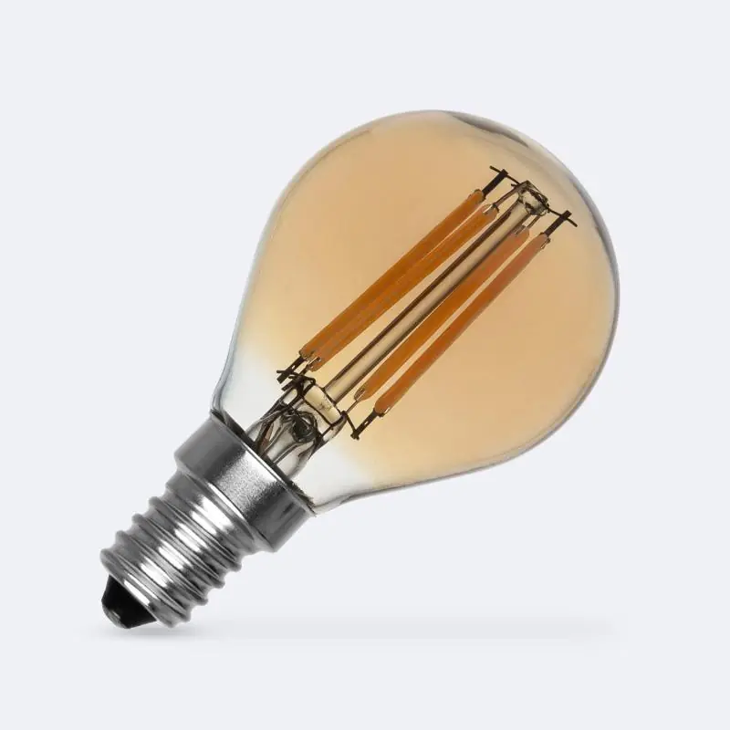 Alta Calidad Bombilla Filamento LED E14 6W 600 lm P45 Gold