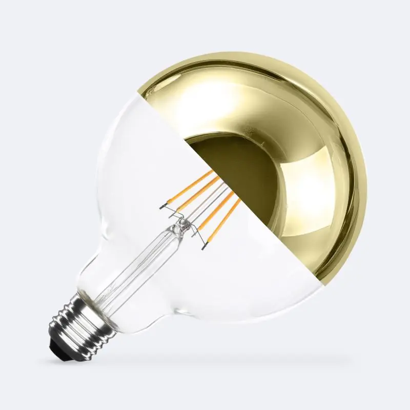 Bombilla Filamento LED E27 8W 800 lm G125 Gold Reflect Certificado