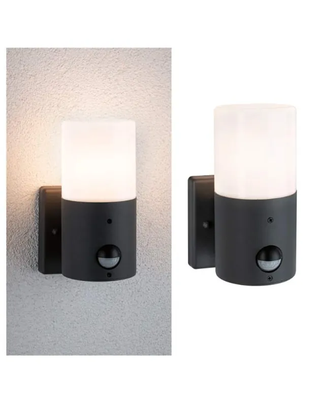 Rebajas Aplique de pared de exterior E27 con sensor de movimiento en metal gris mate