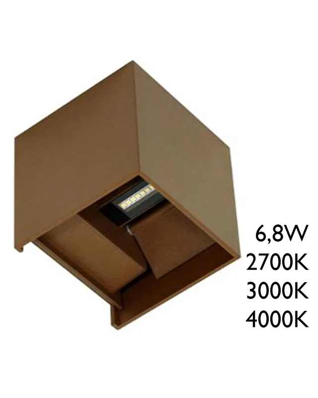 Aplique pared corten de exterior 10cm Luz superior e inferior LED 6,8W Aluminio Mejor Calidad