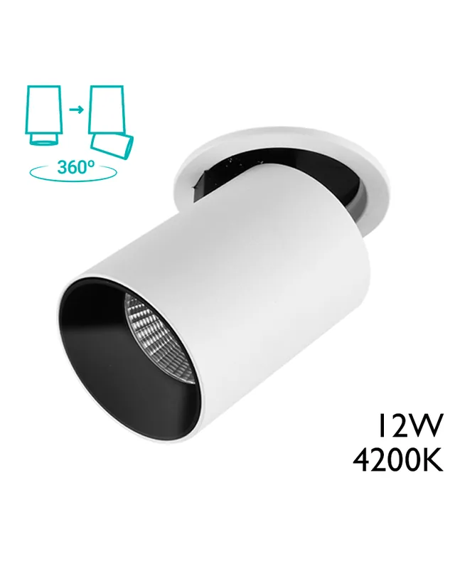 Proyector LED 12W 9,8cm convertible en proyector 360º blanco 4200º K 1180Lm Envío Inmediato