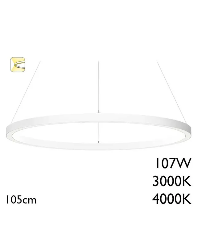 Súper Precio Lámpara de techo de 105cm de diámetro LED 107W de aluminio acabado blanco driver On/Off